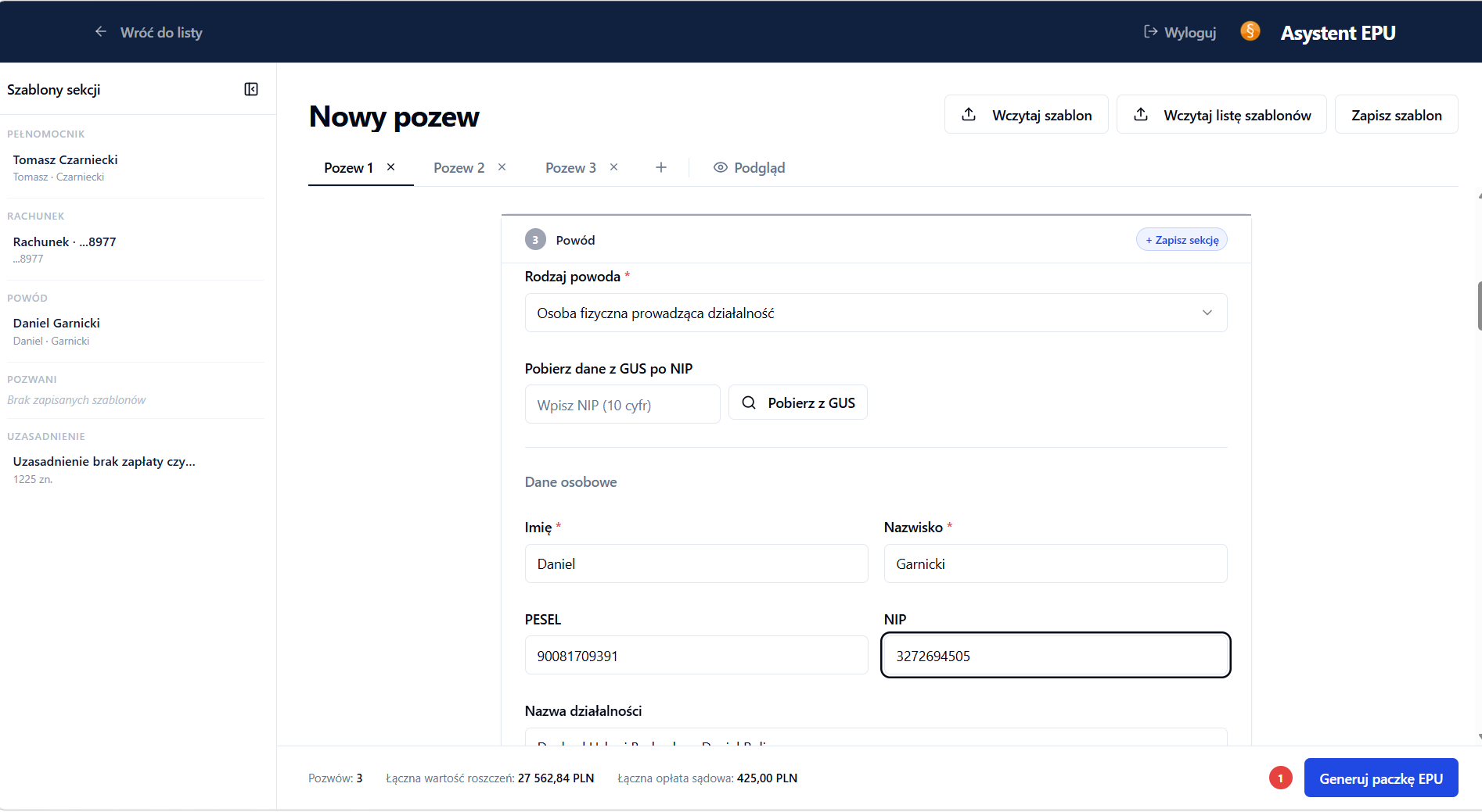 Mockup aplikacji Asystent EPU na ekranie laptopa